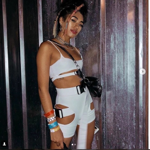 **Sold**Orange neon raving outfit set 3 piece set - Picture 2 of 3